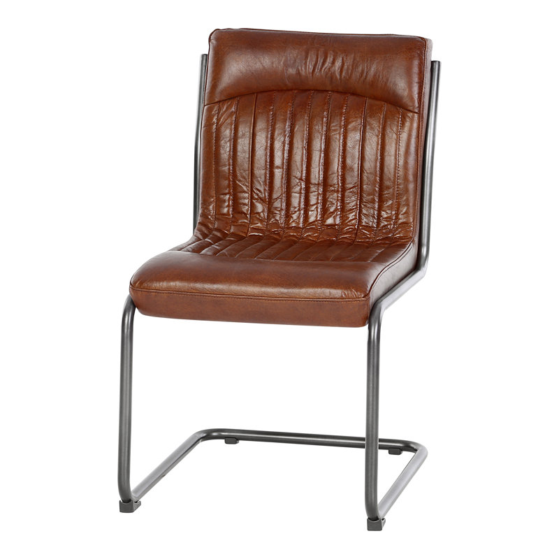Chisholm 52cm H Genuine Leather Upholstered Metal Cantilever Chair