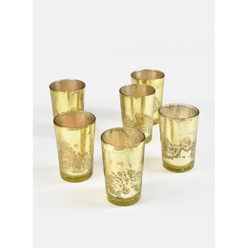 Ensemble de votives en verre 6 pièces préremplies, Or