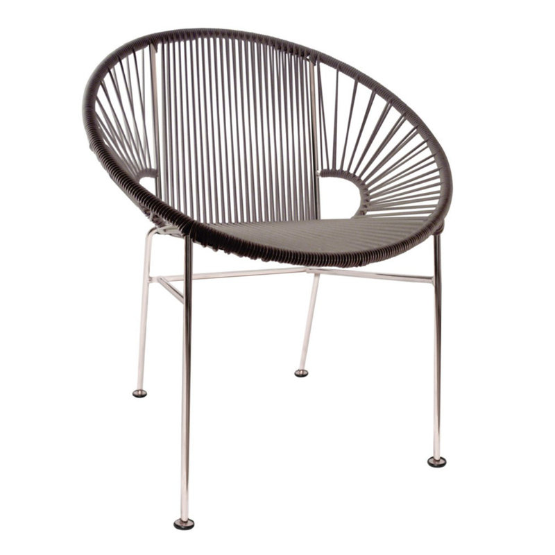 Concha Indoor/Outdoor Handmade Dining Chair, Chrome, Gray
