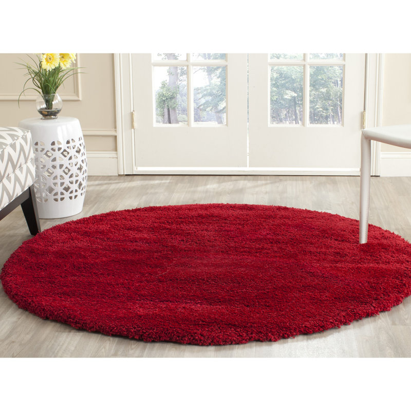 Saniha Shag Performance Solid Color Rug, Round 3'