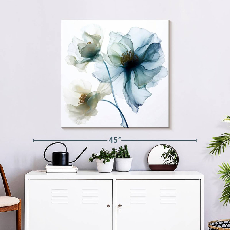 Harnek translucide fleurs de pavot bleues I, H 30 po x l 30 po