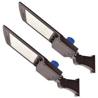 Luxrite Adjustable LED Shoebox Light, 0-35º Tilt, 3CCT, Dusk to Dawn Photocell, 200/240/300W, Up to 45900LM, IP65, Dimmable, UL & DLC Listed 2 Pack