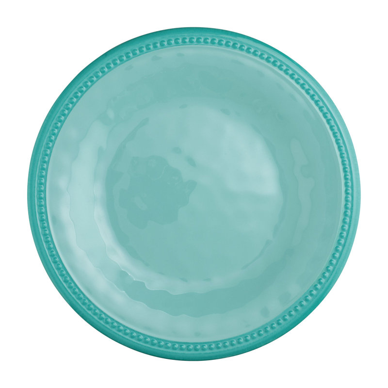 6-Piece Beaded 10 3/4" Melamine Plate, Aqua