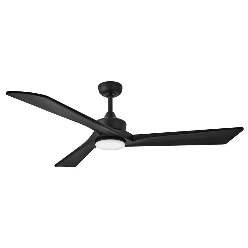Hinkley Sculpt 60" Integrated LED Smart Ceiling Fan w/ HIRO remote, Matte Black, Black