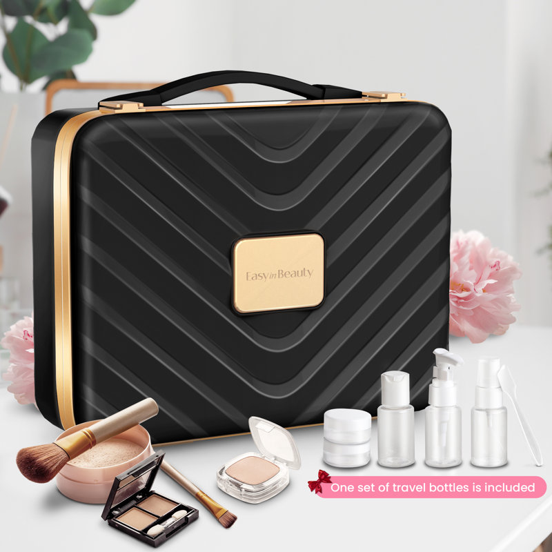 Portable Makeup Organizer Makeup Tool Case With Led Mirror Pink, Black