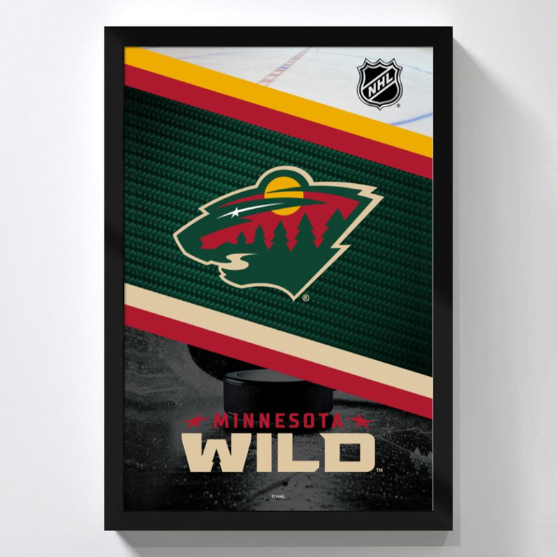 Art mural Minnesota Wild NHL, 48" H x 32" W, Acrylique encadré, Noir