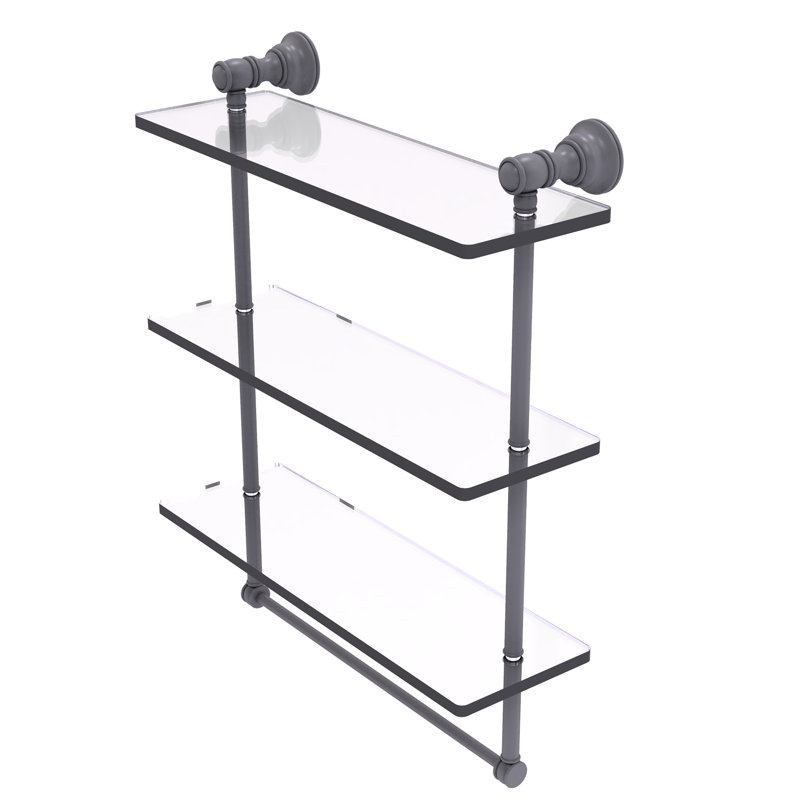 Étagère murale triple en verre Freyja, H 19,7 po x l 16 po x P 5,54 po, Gris mat