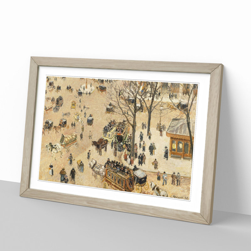 Theatre Place by Camille Pissarro - Picture Frame Painting, 36cm H x 48cm W x 2cm D, Oak
