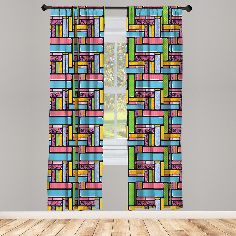 Geometric Semi-Sheer Rod Pocket Curtain Panels, 28" W x 95" L