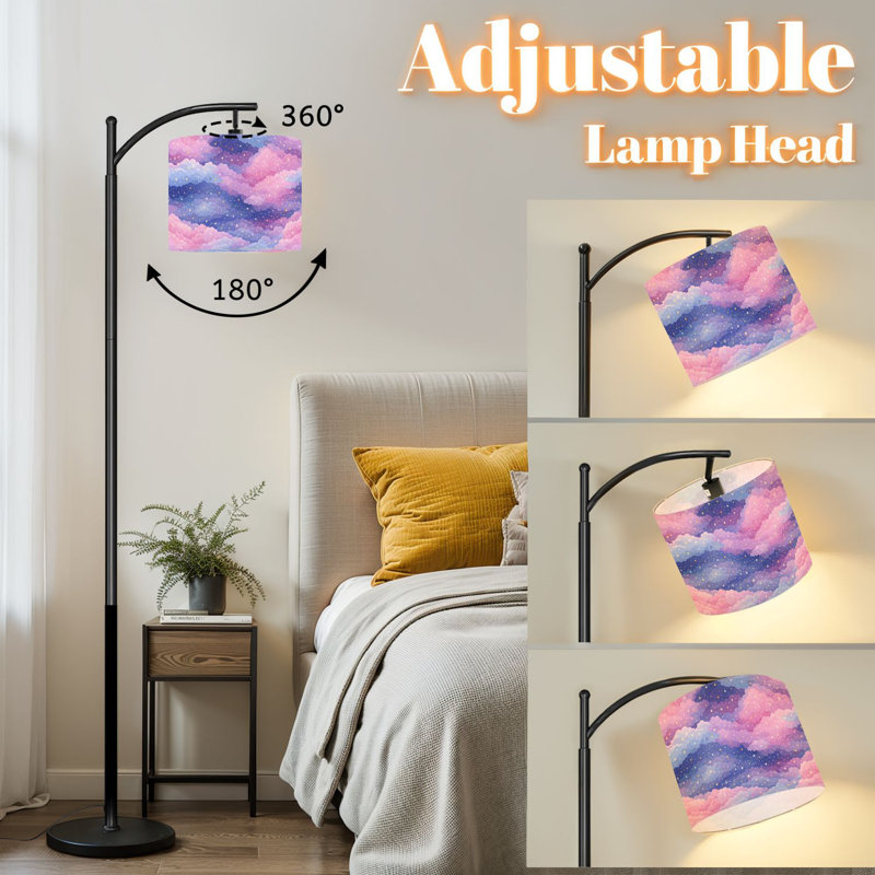 Lampe sur pied à arc avec abat-jour ajustable Lampe sur pied Galaxy Clouds Stars Dreamy Cosmic Sky