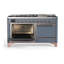 ILVE UM15FDQNS3BKCLP Majestic II 60 inch Dual Fuel Range with 9 Burners, Griddle (Liquid Propane, Solid Door, Glossy Black, Chrome)-1666292246-1666292719