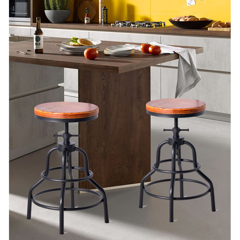 Darlean Swivel Adjustable Height Counter Stool with Metal Frame