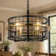 4 - Lustre tambour industriel léger à intensité variable avec cage en métal noir et or