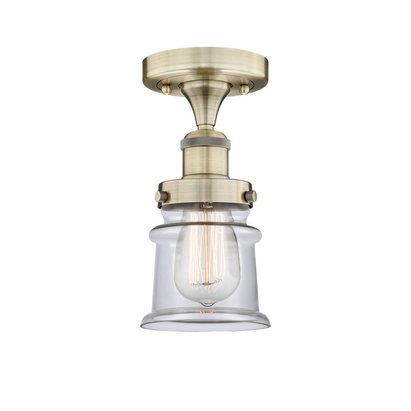 Plafonnier semi-encastré en verre Alvi, Laiton antique, Transparent