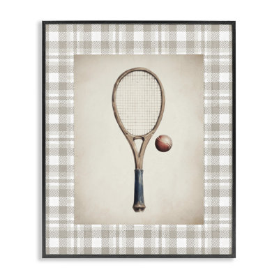 Vintage Tennis Racket & Ball Framed Giclee, design by Sisi and Seb