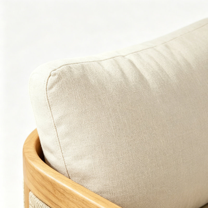 Ensemble de conversation d'extérieur en bois d'acacia avec coussins crème Buie