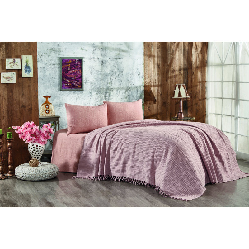Couvre-lit / couvre-lit 100% coton Damaris, Vieux rose