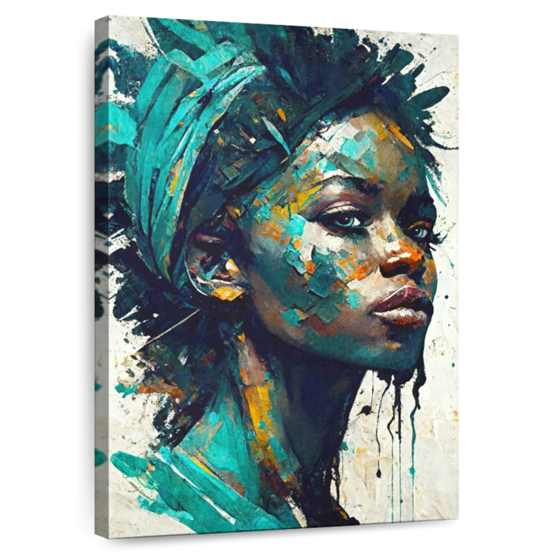 Leisha, fille africaine en turquoise, H 12 po x l 8 po