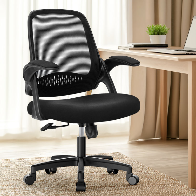 Nahjee Space-Saving Ergonomic Home Office Task Chair with Filp-Up Armrests