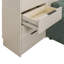 Grand lit escamotable mural avec rangement hydraulique, canapé, tablettes et tiroirs, éclairage DEL / USB, panneau crème, canapé vert-129025317