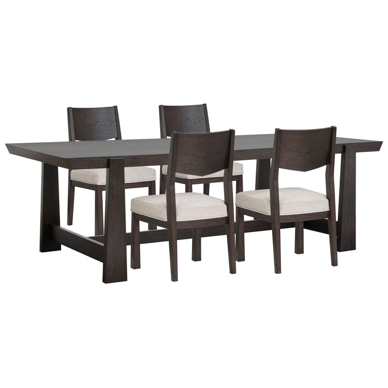 Table de salle à manger à tréteaux avec 4 chaises d'appoint, 5 pièces: table, 4 chaises