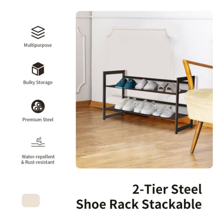 Latitude Run® 2-Tier 8 Pair Stackable Shoe Rack