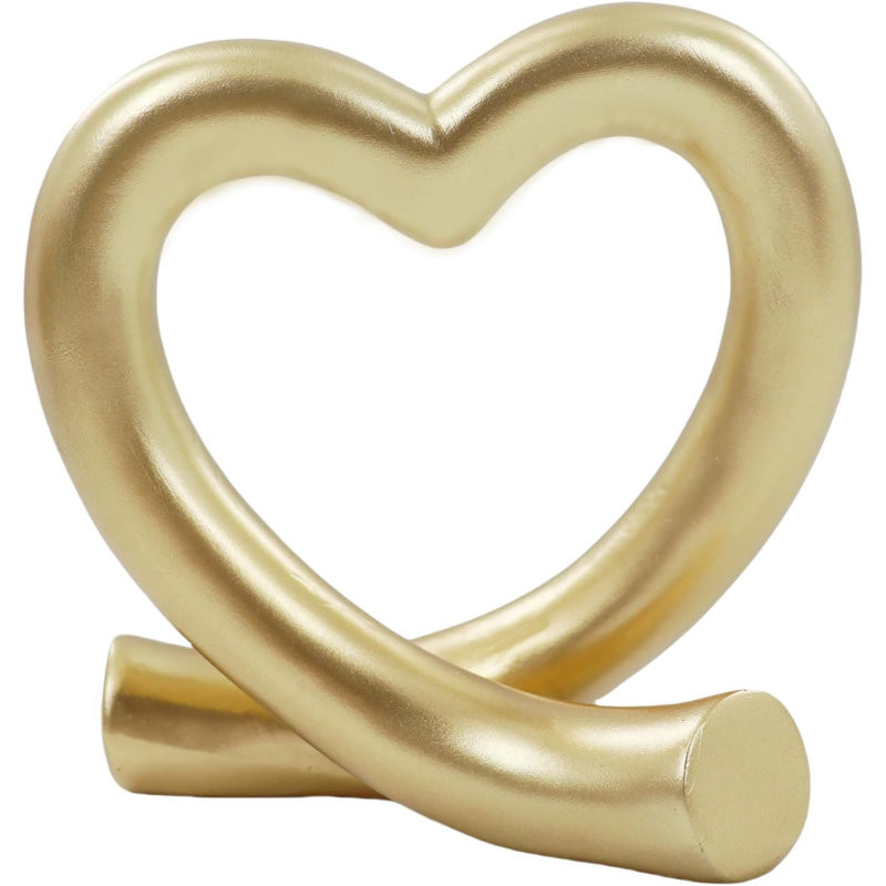 Sculpture dorée en forme de cœur - Figurine romantique élégante