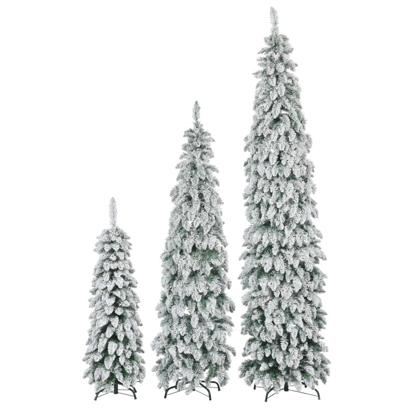 8 pi, 6 pi, 4 pi avec sapins de Noël pré-éclairés, 3 arbres de Noël artificiels avec flocage de neige, arbre de Noël, 1455 branches, 520 lumières DEL, 11 modes d'éclairage