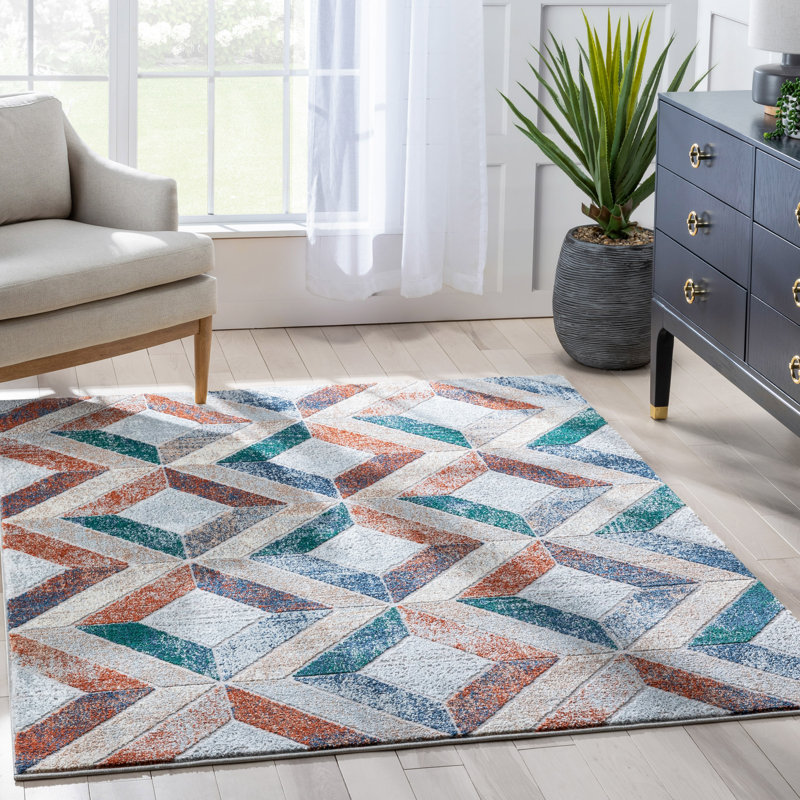 Leona Geometric Synthetic Area Rug, Rectangle 120 x 160cm