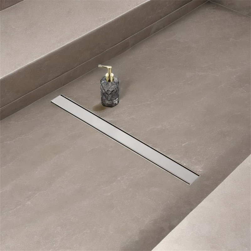 Drain de douche 28 po, Nickel brossé