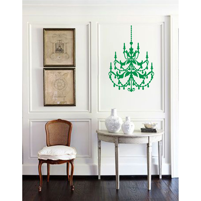 Décalcomanie murale lustre française, Vert clair, H 24 po x l 16 po x P 0,01 po