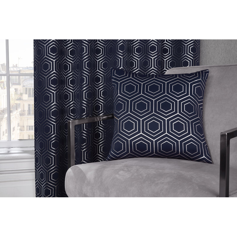 Hartford Geometric Square Throw Pillow Cover, Navy