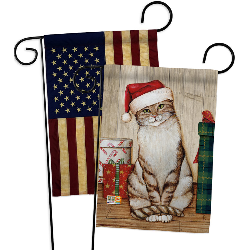 Ensemble de 2 drapeaux de jardin décoratives en polyester 19 po x 13 po 2 pièces kitty impressions