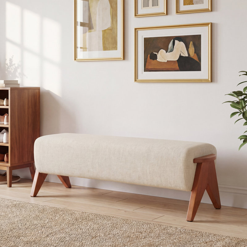 Banc en bois massif multifonctionnel Kyajah, Blanc