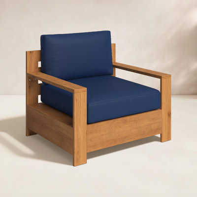 Chaise en teck Miguelina avec coussins Sunbrella