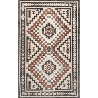 Leighton SpinClean Machine Washable Southwestern Medallion Area Rug