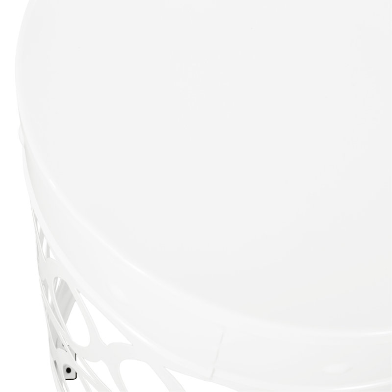 Table de bout d'extérieur moderne en fer blanc, grande taille, fabrication en métal blanc, avec structure chic, Blanc