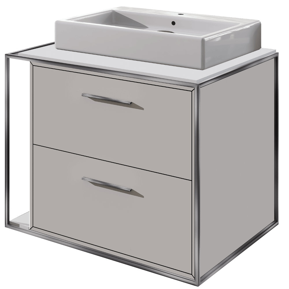 Linea 24'' Single Bathroom Vanity, Brushed Stainless Steel, Single-Hole, Cloud