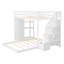 Lit superposé simple au-dessus de double avec tablettes à 3 niveaux, tiroirs et escalier de rangement-1235834897