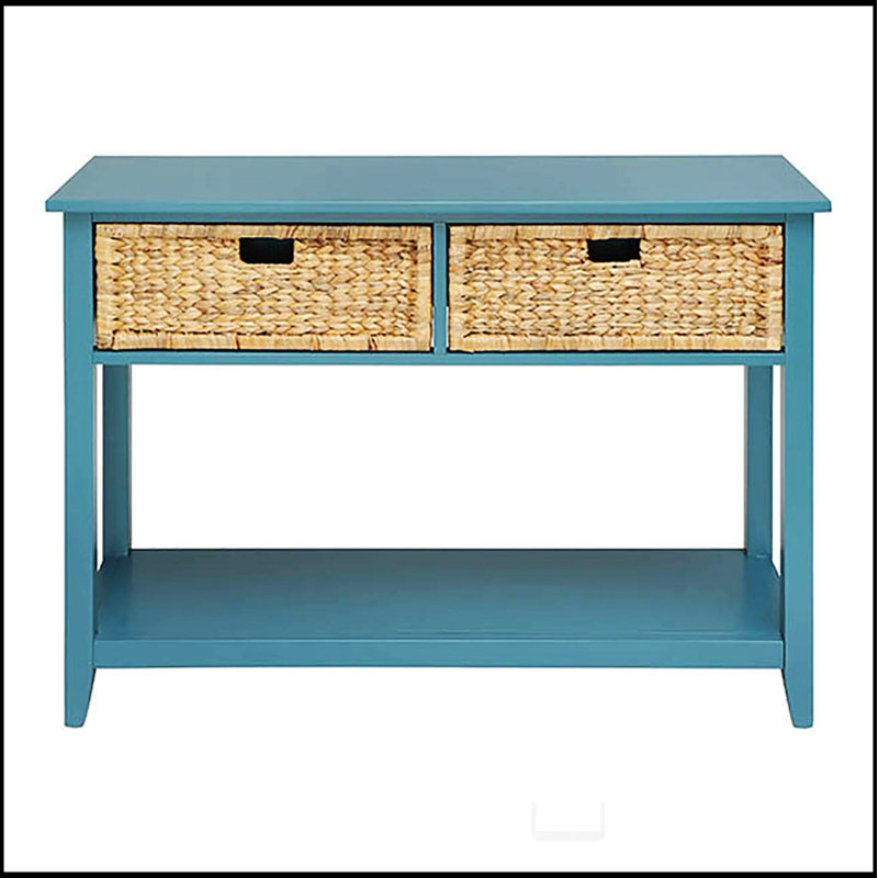 Teal Console Table with Bottom Shelf