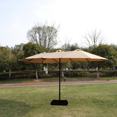 Double parasol avec grand abat-jour - Auvent taupe avec patio rectangulaire de 15 pi x 9 pi