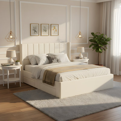 Lit plateforme tapissier avec rangement Calvera