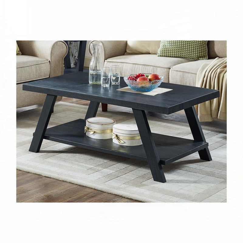 Table basse avec plateau ouvert Athens, Noir, Noir