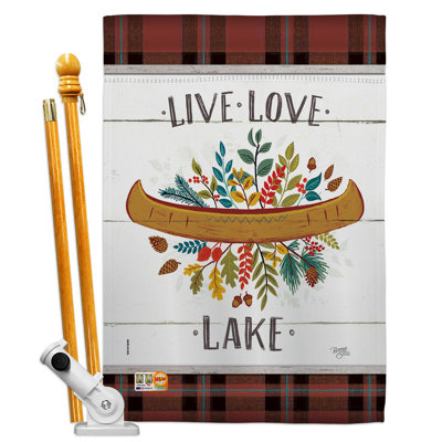 Polyester 40 x 28 po en polyester live love lake nature american ensemble de drapeau