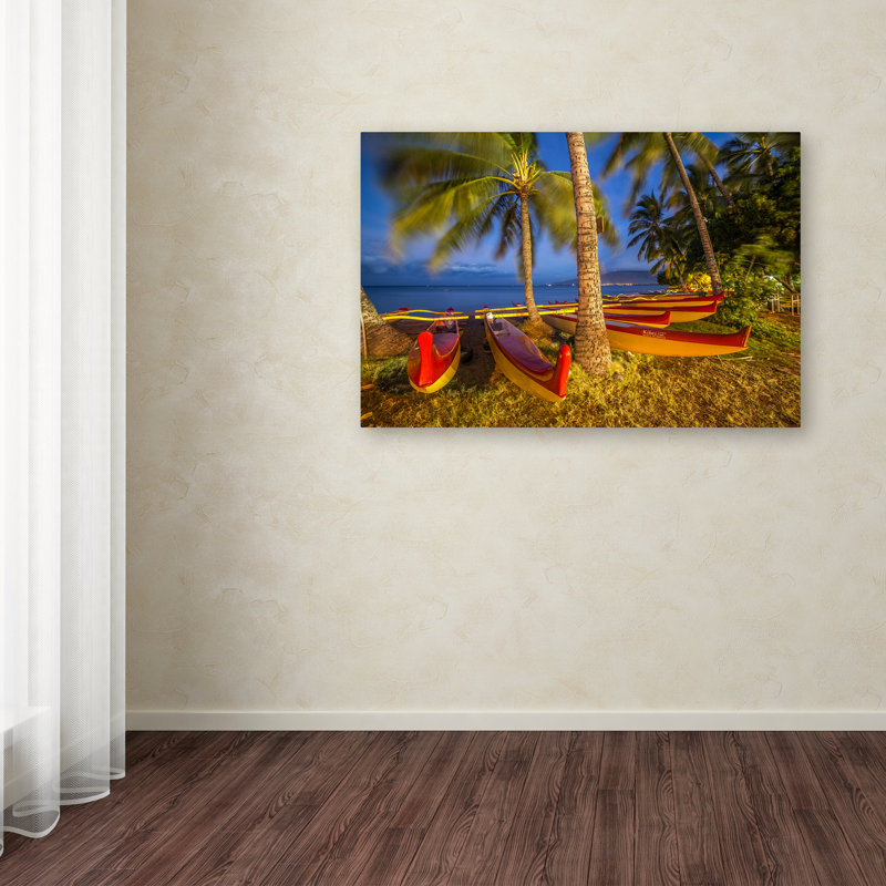 Fabrizzio "Maui Outriggers" par Pierre Leclerc, reproduction de photo sur toile tendue, H 12 po x l 19 po x P 2 po
