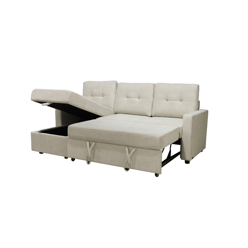 Kylie Upholstered L-Shaped Sectional Left Hand Facing, Cream Polyester