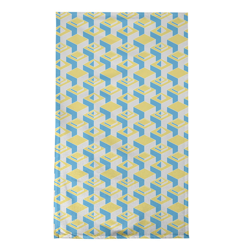 Patricia Geoffrey Tea Towel Kitchen Towel, Yellow/Blue/Gray, Poly Twill