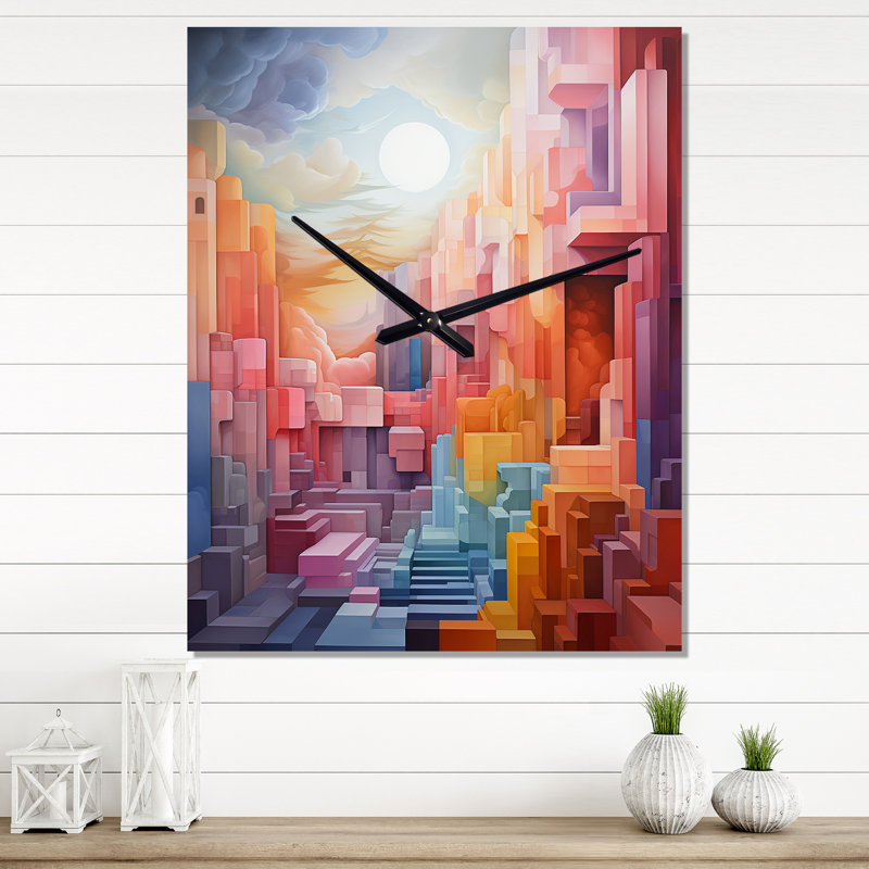 Aydrianna - Horloge murale arc-en-ciel moderne, Grand