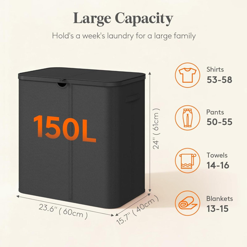 Plastic Laundry Room Organiser, Black