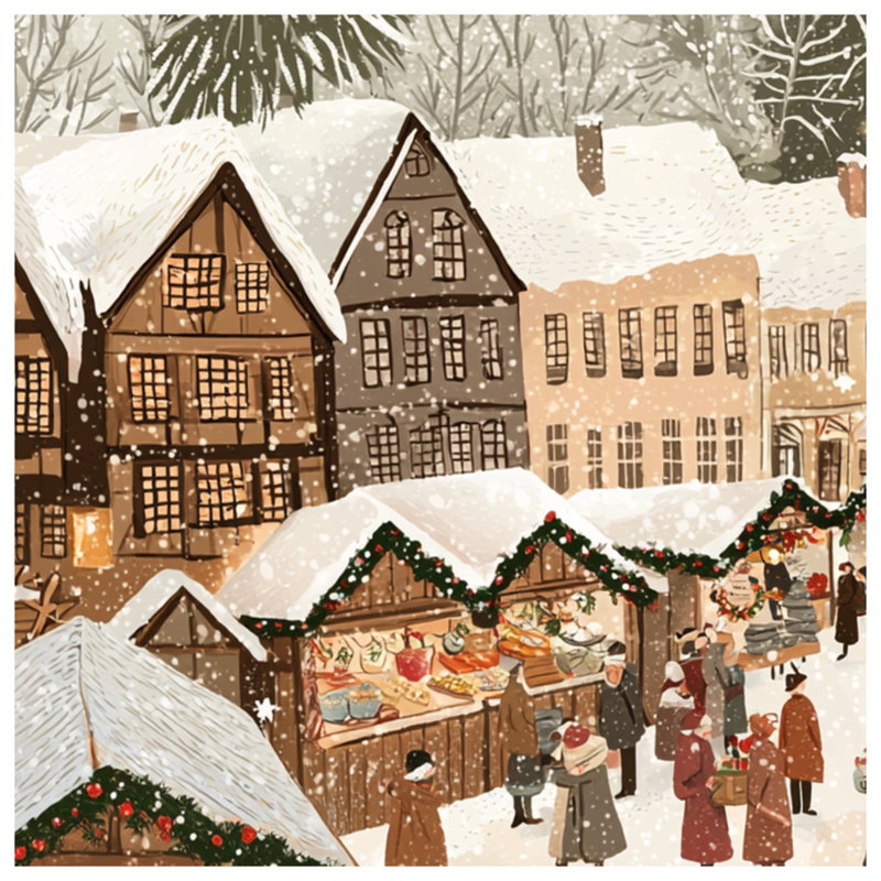 Winter Market Scene Blankets, L 50 po x H 60 po